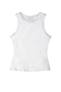 Metallic silver ribbed tank top with a round neckline and sleeveless design.