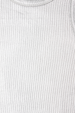 Close up detail of the metallic silver ribbed fabric on the Silver Ribbed Tank Top.