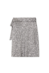 Gunmetal silver sequin Mini Jaspre Skirt with a signature wrap tie fastening and shimmering finish.