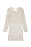 Silver Sequin Mini Soho Dress featuring shimmering sequins, long sleeves and a back keyhole fastening.