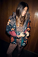 Night Garden Ski Jacket with leopard and poppy motifs, featuring a buckle belt and padded waterproof finish.