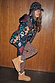 Night Garden Ski Jacket featuring a multi-colour leopard and poppy print, padded design and funnel neck.