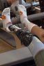 Thumbnail for White and blue Element cotton crew socks with sun and eye prints, styled for the gym to reflect inclusive fashion.