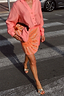 Thumbnail for Pink Sol Beaded Wrap Skirt with a hand-embroidered sun motif and gold sequins for a London street style look.