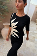Black Sol Rib T-Shirt with a hand-painted sun print, designed in London and styled as a co-ord.