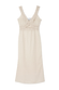 Thumbnail for Stone Mimi Dress in a cream linen blend featuring lace trim and a waist cut-out detail.