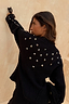 Thumbnail for Black Studded Cardigan featuring silver metal pyramid studs on the back and sleeves for an elevated, statement look.