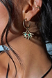 Deloris Sun Hoop Earring with gold-tone sun motif and semi-precious stones, styled on a model’s ear.