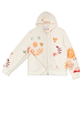 Cream Sundazed Accessible Hoodie with sun and heart prints, featuring a double-ended zip and side zips for accessibility.