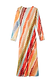 Thumbnail for Sunset Stripe Mesh Midi Dress featuring vibrant multicoloured diagonal stripes and gold metallic foil dots.