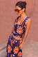 Chocolate and Blue Sun Ribbed Tank Top