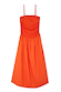 Tomato Lola Mid-axi Dress in red with a ruched stretchy bodice, detachable straps and a breathable cotton skirt.