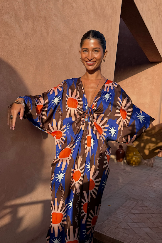 Chocolate and Blue Sun Toria Dress