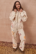 Cream Sundazed Wide Leg Accessible Joggers and matching hoodie featuring vibrant sun and heart motifs.
