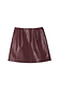 Thumbnail for Burgundy vegan leather mini kilt skirt in a rich wine tone featuring pleated side detailing.