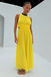 Yellow Ella Dress featuring intricate pleat detailing and side cut-outs in a flowy, feel good silhouette.