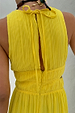Bright yellow pleated Ella Dress with a back neck tie and invisible zip detail.