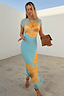 Thumbnail for Blue Yellow Poppy Mesh Luna Dress