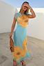 Thumbnail for Blue Yellow Poppy Mesh Luna Dress