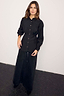 Thumbnail for Black Zoe Shirt with a waist-cinching seam and button front, styled with wide-leg trousers.