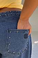 Thumbnail for Blue Studded Barrel Jeans detail showing silver studs on the waistband and back pocket with the NFD logo.