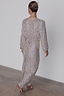 Thumbnail for Silver Sequin Kira Wrap Dress with long sleeves and a wrap tie fastening, seen from the back.