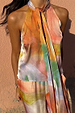 Abstract Lily Top featuring a multicoloured print, tie-neck fastening and satin-feel fabric in a matching co-ord.