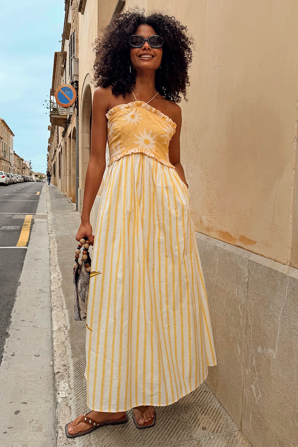 yellow and white striped dress Stripe T-shirt Everyday favorite Yellow & White Striped Midi