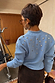 Thumbnail for Ice Blue Studded Cardigan with silver studs on the back and sleeves, designed in London.