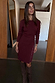 Thumbnail for Burgundy Stud Sammie Mini Dress in a knit fabric with silver stud details and a buckle wrap skirt.