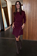Thumbnail for Burgundy Sammie Mini Dress in a knit wrap style with buckle detailing, styled with knee-high boots.
