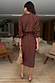 Chocolate Midi Miley Shirt Dress in deep brown, featuring a wrap tie waist and midi length seen from behind.