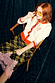 Thumbnail for White Choose Love Cardigan with red trims and heart embroidery, worn by Angela Scanlon with a green checked lace skirt.