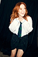 Never Fully Dressed Choose Love Miley Shirt in white cotton with scalloped cuffs, worn by Angela Scanlon with a tartan tie.