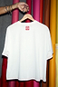 Thumbnail for White cotton Choose Love T-Shirt featuring red contrast stitching and a red logo detail on the back neck.