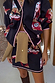 Navy Cowboy Boots Jake Skirt with cowboy motifs and pink contrast hem in a weighty soft stretch knit.