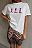 Thumbnail for White cotton Cowboy Boot T-Shirt with multicoloured motifs and a boxy fit, styled with leopard print.