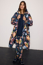 Thumbnail for Navy Charm Coat with a colourful celestial print, featuring a cosy borg lining and waterproof fabric.
