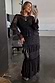 Black Star Devore Felicity Dress in mesh with velvet stars and tiered ruffles for inclusive sizing.