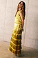 Thumbnail for Gold Fringe Dress featuring tiered foil tassels and a sleeveless midaxi silhouette.