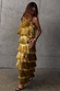 Thumbnail for Gold Fringe Dress featuring tiered gold foil tassels and a midaxi length for a partywear look.
