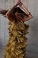 Thumbnail for Gold Fringe Dress featuring tiered gold foil tassels, designed for movement and feel good dressing.
