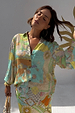 Isla Miley Shirt featuring a multi-coloured hand-painted sun and map print in an oversized button-up style.
