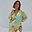 Oversized Isla Miley Shirt in an iconic hand-painted coastal print, styled as a vibrant summer co-ord.