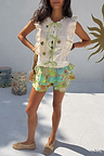 Isla Ruffle Shorts in a hand-painted multi print with tiered ruffle detailing, lace trim and an elasticated waistband.