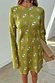Iconic Khaki Eye Mini Soho Dress featuring a green eye print, flared sleeves and an hourglass silhouette.