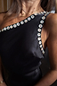 Thumbnail for Black Button Kiki Dress featuring a one-shoulder neckline and white button details, designed in London.