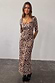 Thumbnail for Leopard Iris Dress in iconic animal print with ruched waist detailing and a simple midi silhouette.