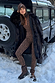 Leopard Thermal Leggings and matching base layer top, styled with a faux fur coat in a snowy setting.
