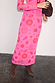 Thumbnail for Pink and Red Morocco Mesh Dress with iconic hand and heart motifs, styled in a long-sleeved midaxi fit.